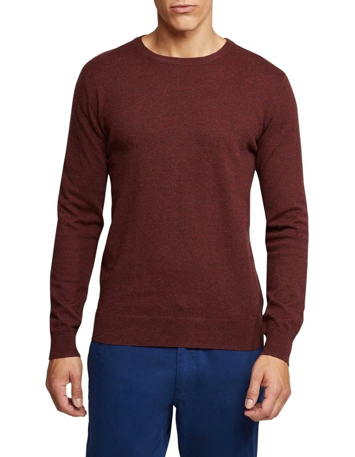 Oxford Crew Neck Cotton Cashmere Pullover In Dark Red 1 Oxford Crew Neck Cotton Cashmere Pullover In Dark Red