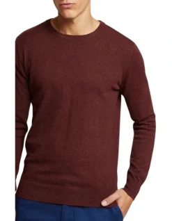 Oxford Crew Neck Cotton Cashmere Pullover In Dark Red 8 Oxford Crew Neck Cotton Cashmere Pullover In Dark Red -Myer Clothing Shop 986199490 3 720x928