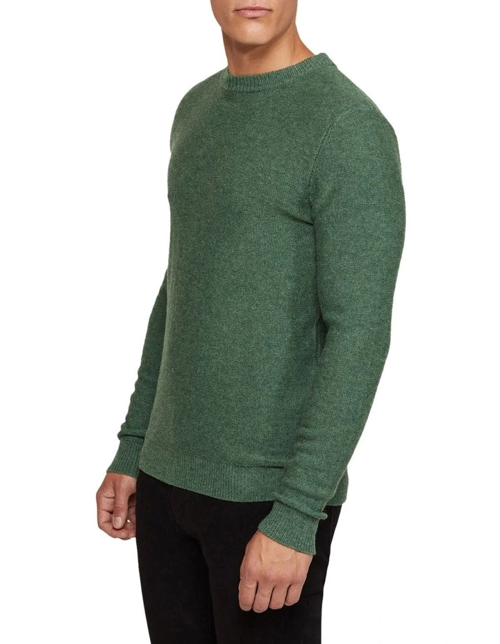 Oxford Leon Crew Neck Wool Rich Pullover In Green 2 Oxford Leon Crew Neck Wool Rich Pullover In Green - Image 2