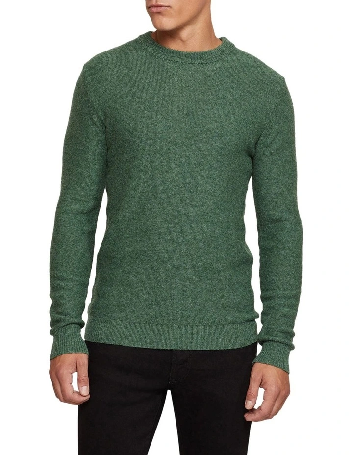Oxford Leon Crew Neck Wool Rich Pullover In Green 5 Oxford Leon Crew Neck Wool Rich Pullover In Green - Image 5