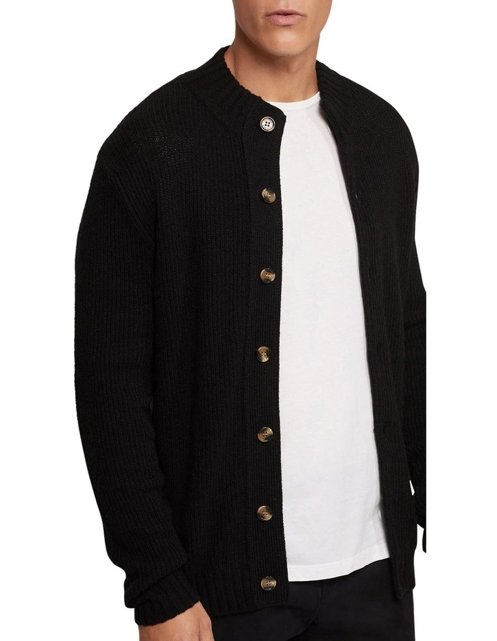 Oxford Lenny Button Up Cardigan In Black 4 Oxford Lenny Button Up Cardigan In Black - Image 4