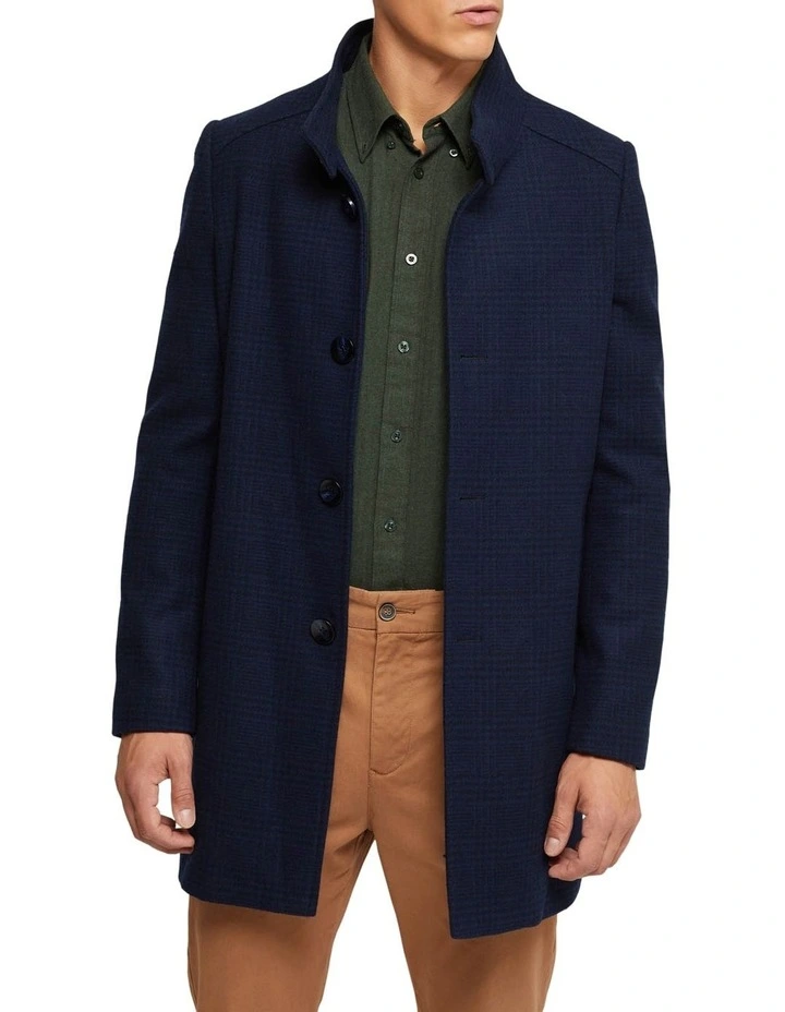 Oxford Dunbar Checked Wool Rich Overcoat In Blue 1 Oxford Dunbar Checked Wool Rich Overcoat In Blue