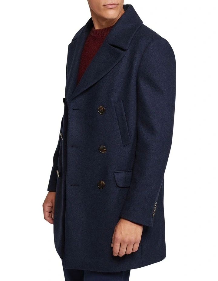 Oxford Mason Wool Rich Overcoat In Navy 2 Oxford Mason Wool Rich Overcoat In Navy - Image 2