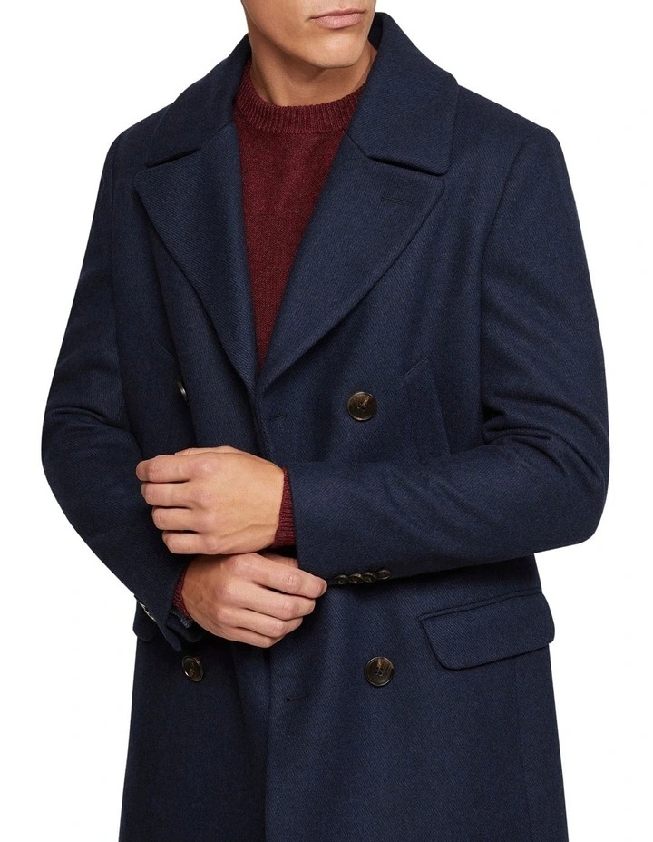 Oxford Mason Wool Rich Overcoat In Navy 4 Oxford Mason Wool Rich Overcoat In Navy - Image 4