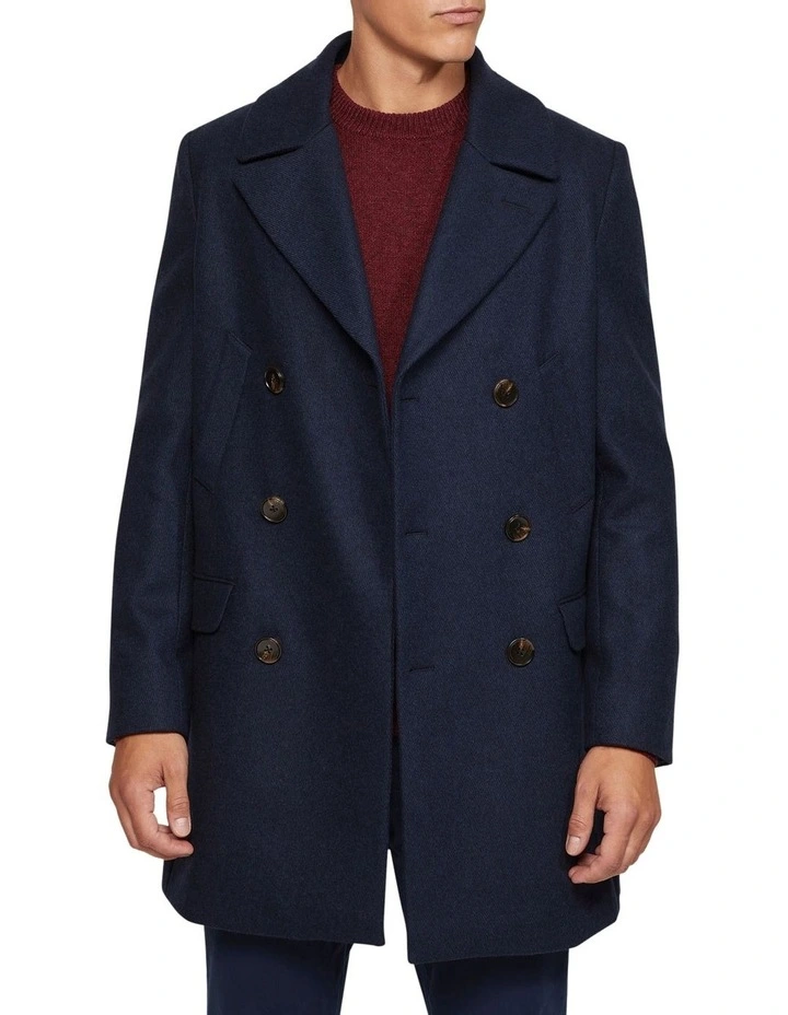 Oxford Mason Wool Rich Overcoat In Navy 5 Oxford Mason Wool Rich Overcoat In Navy - Image 5