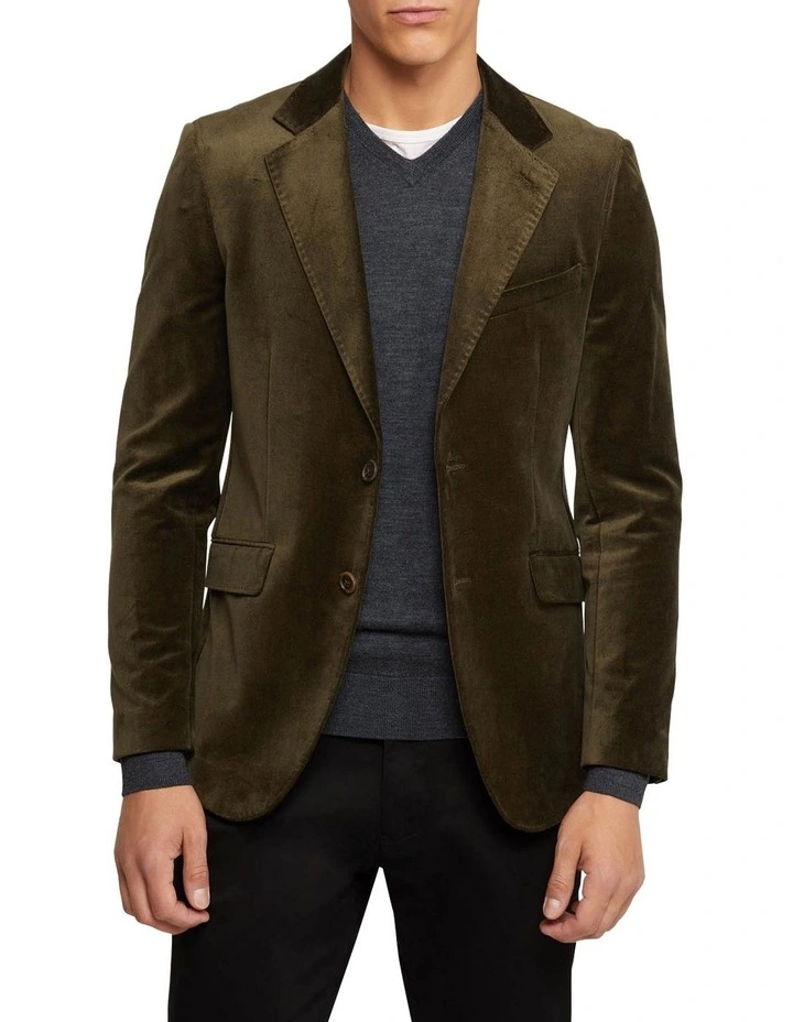 Oxford Blake Velvet Jacket In Green 1 Oxford Blake Velvet Jacket In Green