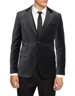 Oxford Blake Velvet Jacket In Grey