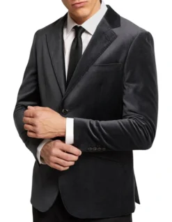 Oxford Blake Velvet Jacket In Grey -Myer Clothing Shop 986205160 4 720x928