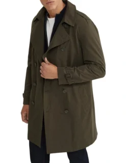Oxford Marco Short Trench Coat In Dark Khaki -Myer Clothing Shop 986206420 4 720x928