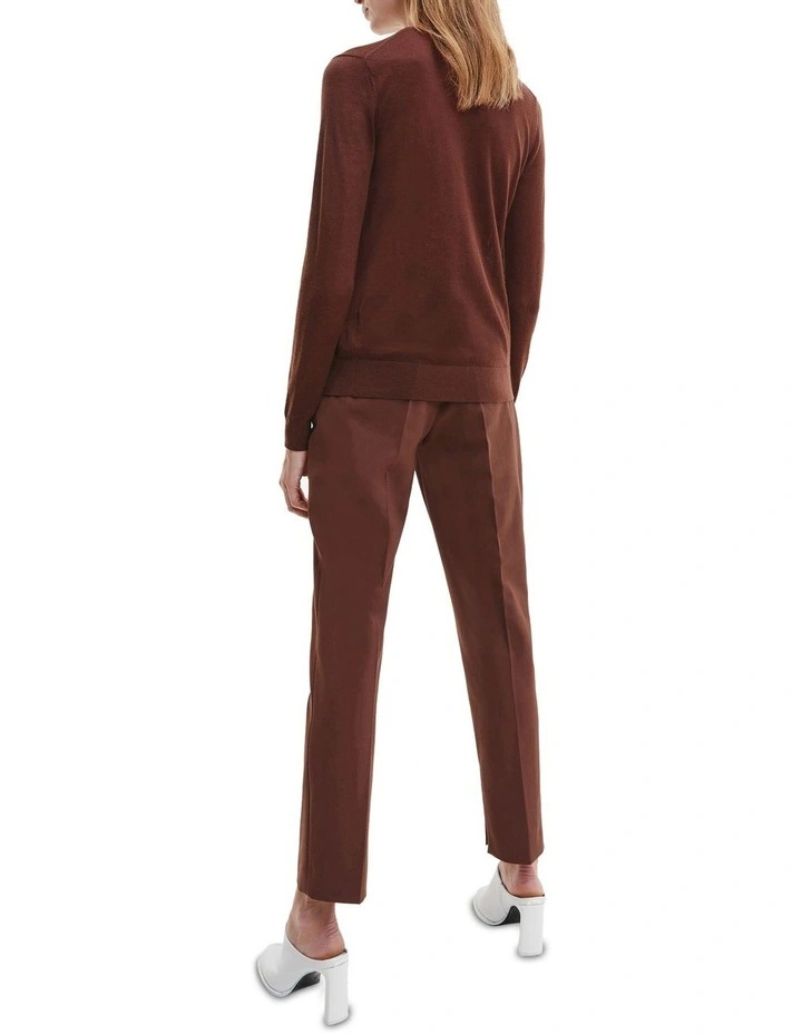 Calvin Klein Merino Crew Neck Sweater In Brown 2 Calvin Klein Merino Crew Neck Sweater In Brown - Image 2