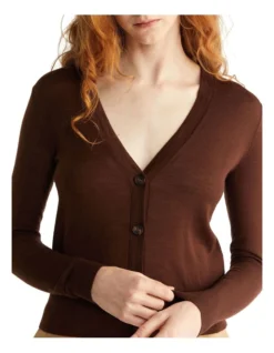 Calvin Klein Merino Cardigan In Brown 5 Calvin Klein Merino Cardigan In Brown -Myer Clothing Shop 986428450 4 720x928