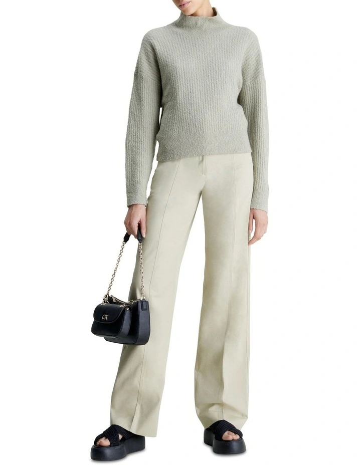 Calvin Klein Textured Slub High Neck Sweater In Grey 2 Calvin Klein Textured Slub High Neck Sweater In Grey - Image 2