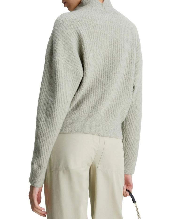 Calvin Klein Textured Slub High Neck Sweater In Grey 4 Calvin Klein Textured Slub High Neck Sweater In Grey - Image 4