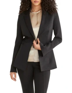 Calvin Klein Technical Knit Long Blazer In Black