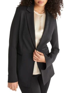 Calvin Klein Technical Knit Long Blazer In Black -Myer Clothing Shop 986428990 4 720x928