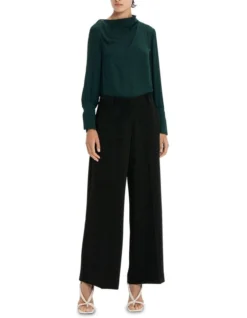 Asymmetrical High Neck Top In Green