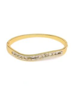 Baguette Crystal Set Bangle In Gold