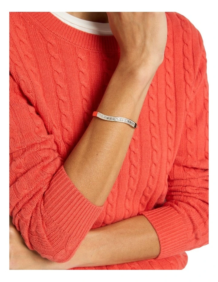 Baguette Crystal Set Bangle In Gold 2 Baguette Crystal Set Bangle In Gold - Image 2