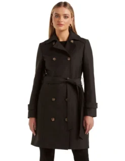 Forever New Tulip Structured Trench Mac In Black