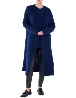 Mohair Longline Cardigan In Navy