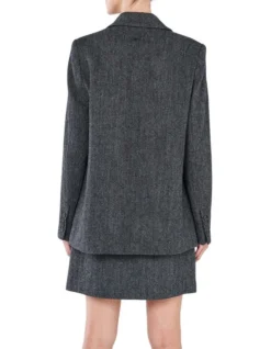 Wool Double Breasted Herringbone Blazer In Grey -Myer Clothing Shop 987009850 3 720x928