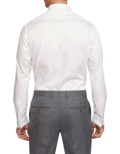 Oxford Beckton French Cuff Dobby Shirt In White -Myer Clothing Shop 987063310 3 720x928