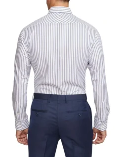 Oxford Islington Regular Fit Striped Shirt In Blue -Myer Clothing Shop 987063580 3 720x928