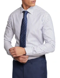 Oxford Islington Regular Fit Striped Shirt In Blue -Myer Clothing Shop 987063580 4 720x928