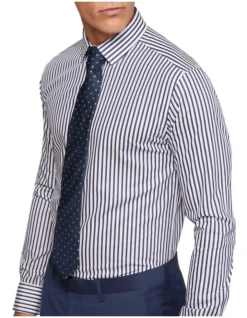 Oxford Beckton French Cuff Striped Shirt In Navy -Myer Clothing Shop 987063760 4 720x928