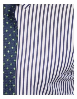 Oxford Beckton French Cuff Striped Shirt In Navy -Myer Clothing Shop 987063760 6 720x928