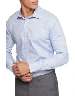 Oxford Beckton Houndstooth Slim Fit Shirt In Sky -Myer Clothing Shop 987063850 4 720x928