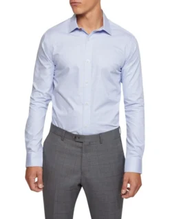 Oxford Beckton Houndstooth Slim Fit Shirt In Sky -Myer Clothing Shop 987063850 5 720x928