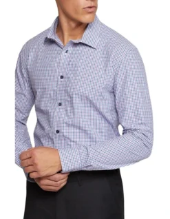 Oxford Beckton Mini Check Shirt In Purple -Myer Clothing Shop 987065200 4 720x928