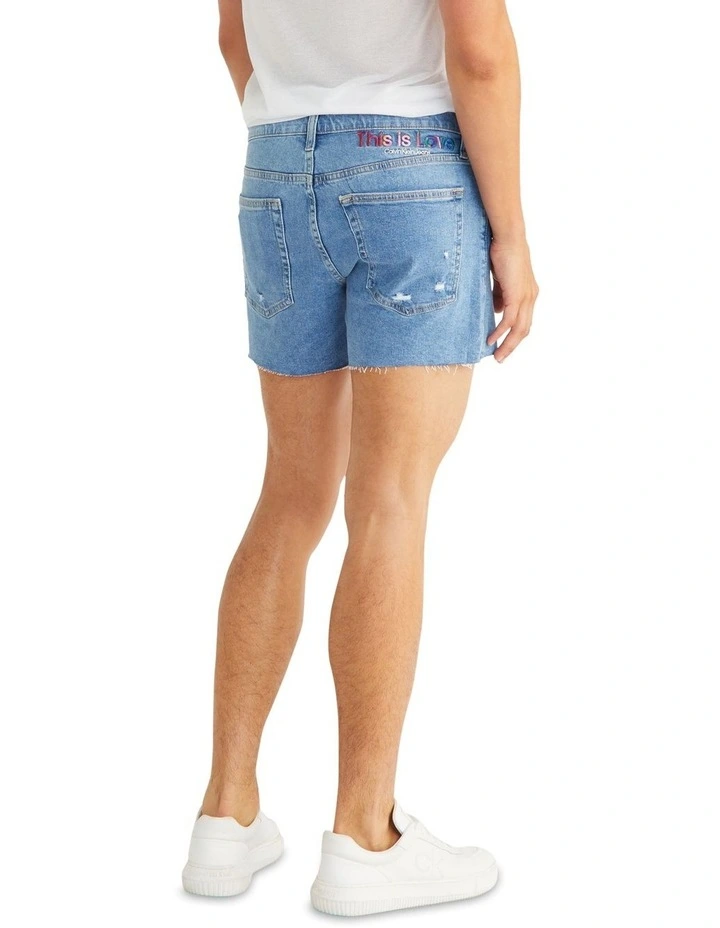 Calvin Klein Jeans Raw Edge Denim Short In Blue 4 Calvin Klein Jeans Raw Edge Denim Short In Blue - Image 4