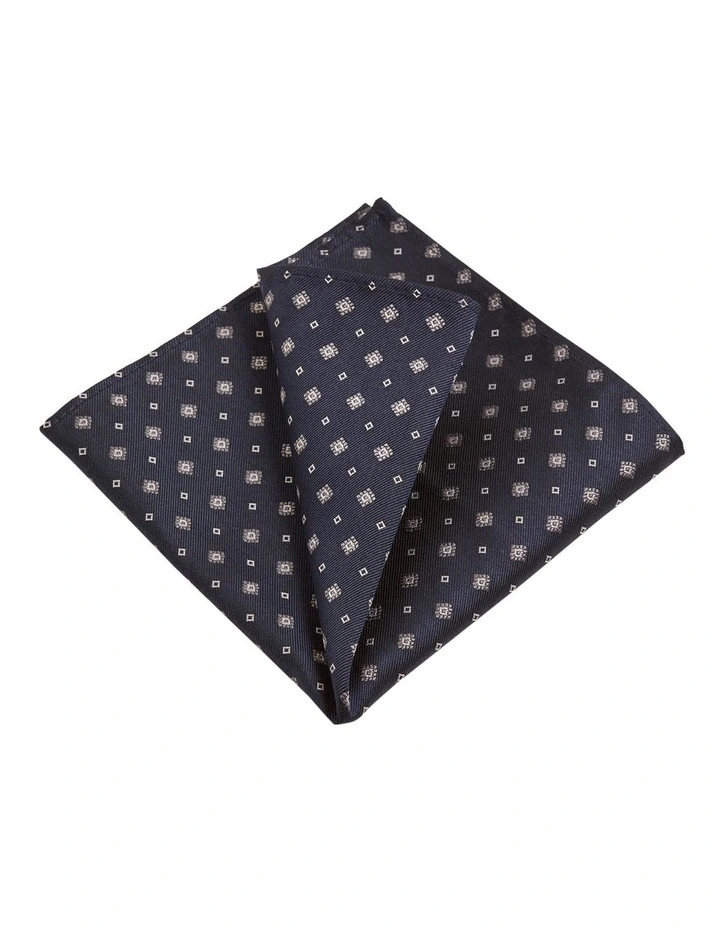 Oxford Geo Silk Pocket Square In Blue/Multi 2 Oxford Geo Silk Pocket Square In Blue/Multi - Image 2
