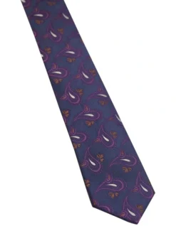 Oxford Large Paisley Design Tie In Dark Purple -Myer Clothing Shop 987095980 3 720x928