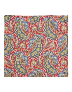 Oxford Paisley Pocket Square In Red