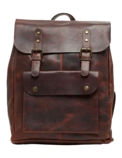 Oxford Crawford Leather Backpack In Dark Brown