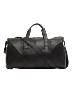 Oxford Preston Leather Overnighter In Black