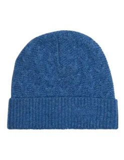 Oxford Eric Cable Knit Beanie In Heather Blue