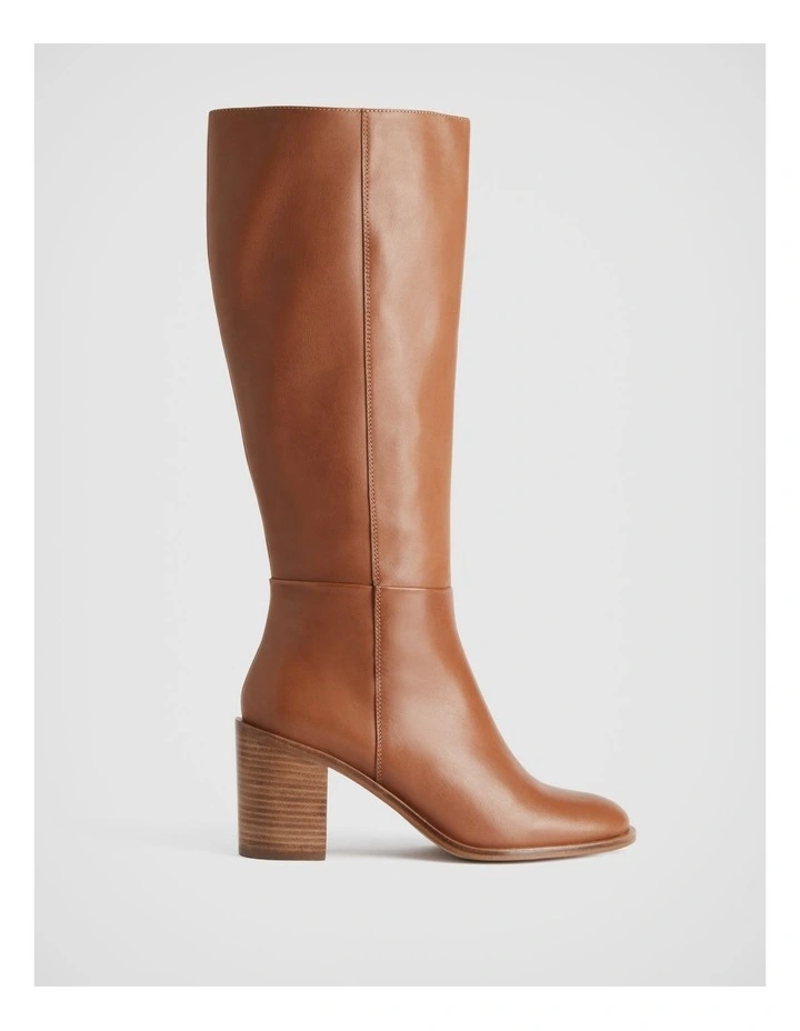 Leather Calf Height 75mm Heeled Boot In Cinnamon 1 Leather Calf Height 75mm Heeled Boot In Cinnamon