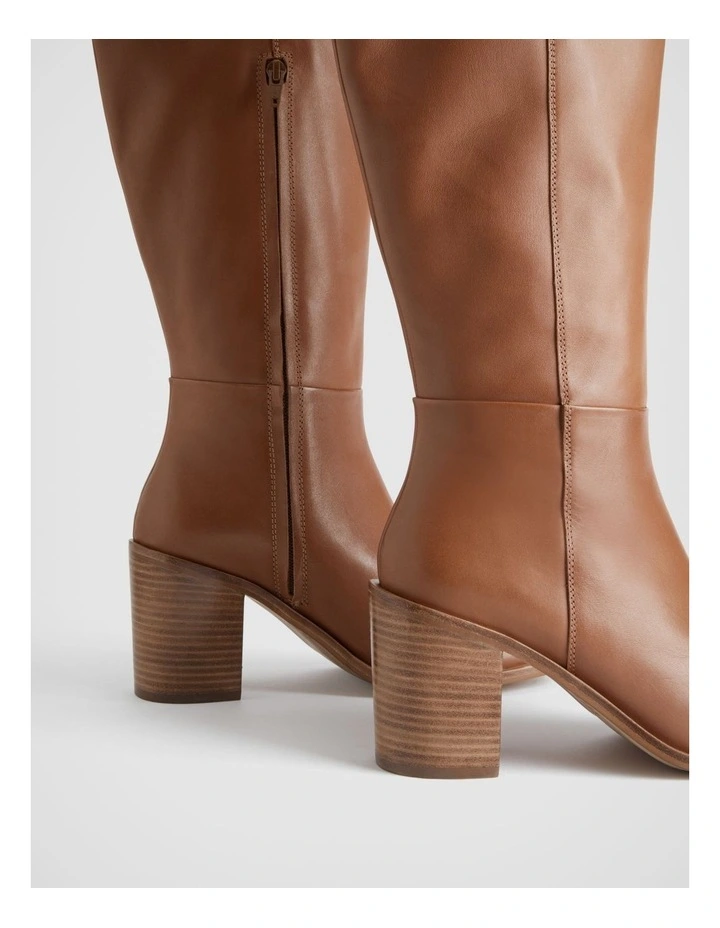Leather Calf Height 75mm Heeled Boot In Cinnamon 5 Leather Calf Height 75mm Heeled Boot In Cinnamon - Image 5