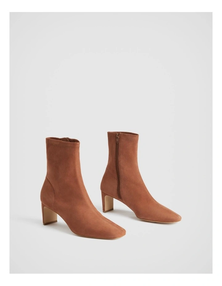 Suede 65mm Heel Bootie In Cinnamon 3 Suede 65mm Heel Bootie In Cinnamon - Image 3