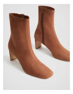 Suede 65mm Heel Bootie In Cinnamon 8 Suede 65mm Heel Bootie In Cinnamon -Myer Clothing Shop 987608350 4 720x928