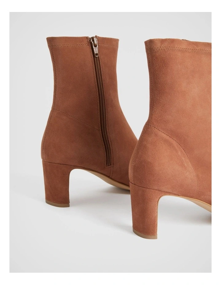 Suede 65mm Heel Bootie In Cinnamon 5 Suede 65mm Heel Bootie In Cinnamon - Image 5