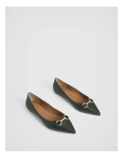 Snaffle Leather Pointed Flat In Teal Green 6 Snaffle Leather Pointed Flat In Teal Green -Myer Clothing Shop 987608710 3 720x928