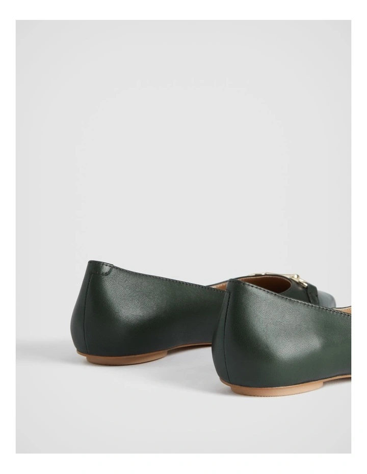 Snaffle Leather Pointed Flat In Teal Green 4 Snaffle Leather Pointed Flat In Teal Green - Image 4