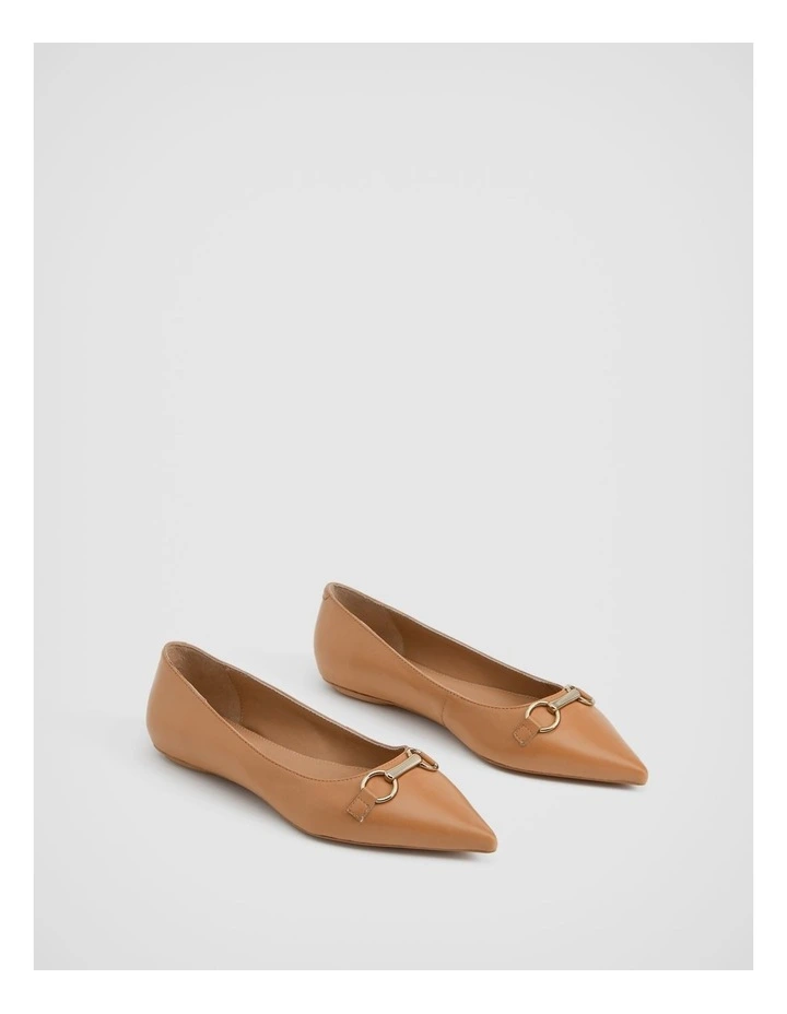 Snaffle Leather Pointed Flat In Caramel 2 Snaffle Leather Pointed Flat In Caramel - Image 2