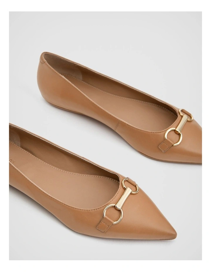 Snaffle Leather Pointed Flat In Caramel 3 Snaffle Leather Pointed Flat In Caramel - Image 3