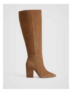 Suede Knee High 90mm Heeled Boot In Ginger